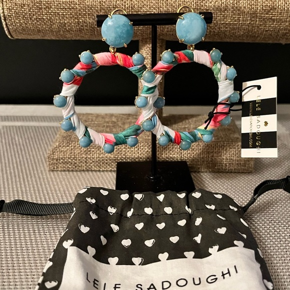 LELE SADOUGHI X ROLLER RABBIT NWT AUTHENTIC PONDEROSA HOOP EARRINGS